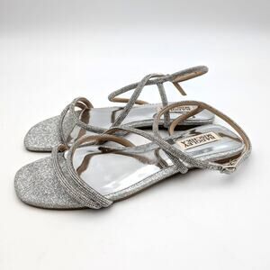 Badgley Mischka Collection Ivie Ankle Strap Sandals Womens Silver Sz US7M EU37.5